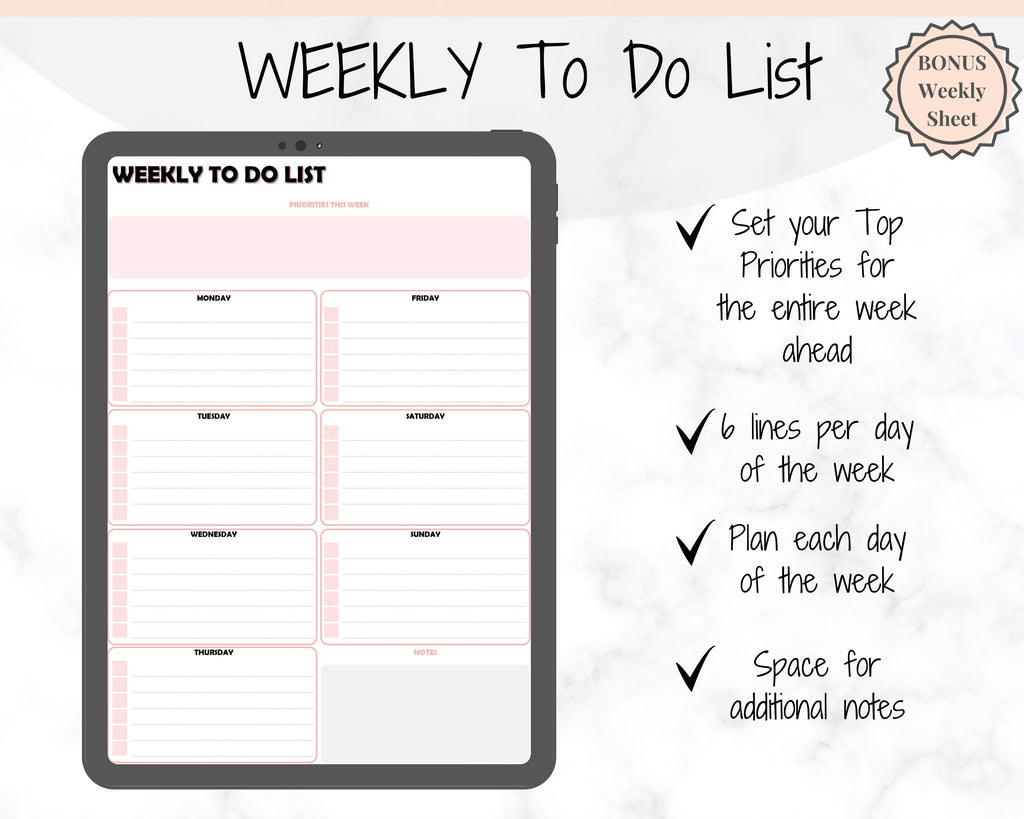PACKLIST® Undated Daily Planner A4 - Organiser Hourly Planner 52 Pp For