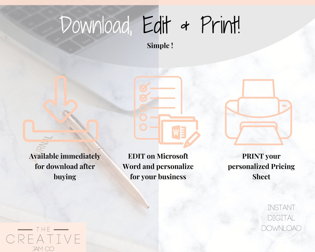 Tshirt PRICE LIST Template Editable | Printable Price Sheet & Price Guide |  Mono