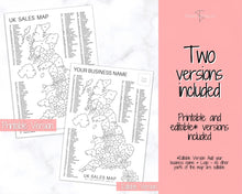 Load image into Gallery viewer, UK Sales Map, Business Postcode Sales Map, Color in Map, Etsy Sales Tracker, Post Code, Printable Sales Map, Coloring Sheet, PNG Procreate
