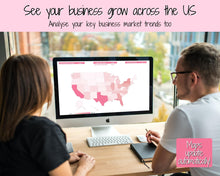 Load image into Gallery viewer, US Sales Map Tracker, Etsy Seller Order Tracker, Small Business, US State Sales Map, Google Sheets Spreadsheet, Postcode | Pink
