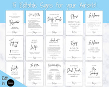 Load image into Gallery viewer, Ultimate Airbnb Host BUNDLE! Editable Airbnb Signs, Welcome Book Template, Cleaning checklist, Business Tracker Spreadsheet, Air bnb Signage | Blue
