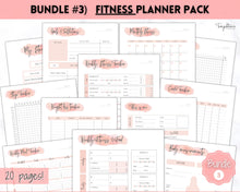 Load image into Gallery viewer, Ultimate PLANNER BUNDLE! Printable Goal Planner, Finances &amp; Budget Planner, Fitness Planner, Self Care Journal, Life, Health | Pink Watercolor
