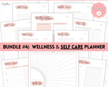 Load image into Gallery viewer, Ultimate PLANNER BUNDLE! Printable Goal Planner, Finances &amp; Budget Planner, Fitness Planner, Self Care Journal, Life, Health | Pink Watercolor
