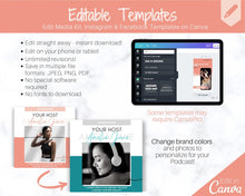 Load image into Gallery viewer, Ultimate PODCAST Launch Kit! BUNDLE - Podcast Planner, Instagram Template, Social Media Facebook Media, Content Strategy, Cover Art, Logo | Pink
