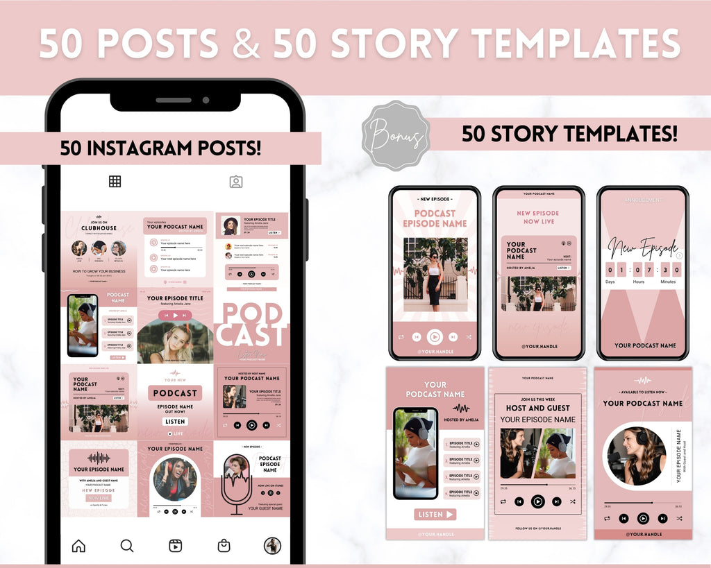 Ultimate Podcast Launch Kit Bundle for Influencers - Pink Vol 2