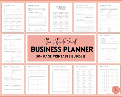 Ultimate Small Business Planner Printable BUNDLE, Business Planner, Side Hustle, Business Trackers, Social Media, Finances, Content, Order, Etsy Shop | Mono