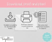 Load image into Gallery viewer, Ultimate Small Business Planner Printable BUNDLE, Business Planner, Side Hustle, Business Trackers, Social Media, Finances, Content, Order, Etsy Shop | Sky Rainbow
