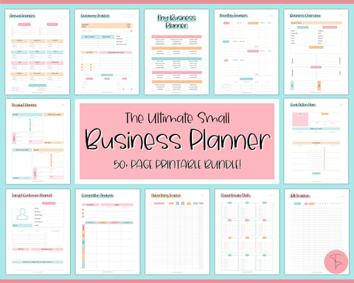 Ultimate Small Business Planner Printable BUNDLE, Business Planner, Side Hustle, Business Trackers, Social Media, Finances, Content, Order, Etsy Shop | Sky Rainbow