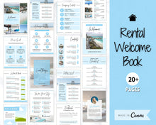 Load image into Gallery viewer, Ultimate VRBO Template BUNDLE! Editable Vacation Rental Sign, Welcome Book Template, Airbnb Cleaning checklist, Business Tracker Spreadsheet | Blue
