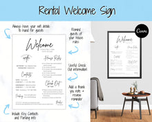 Load image into Gallery viewer, Ultimate VRBO Template BUNDLE! Editable Vacation Rental Sign, Welcome Book Template, Airbnb Cleaning checklist, Business Tracker Spreadsheet | Blue
