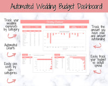 Load image into Gallery viewer, Ultimate Wedding Planner Budget Tracker, Track Wedding Expenses and Costs, Automated, Perfect tracker for Brides and Grooms | Google Sheets
