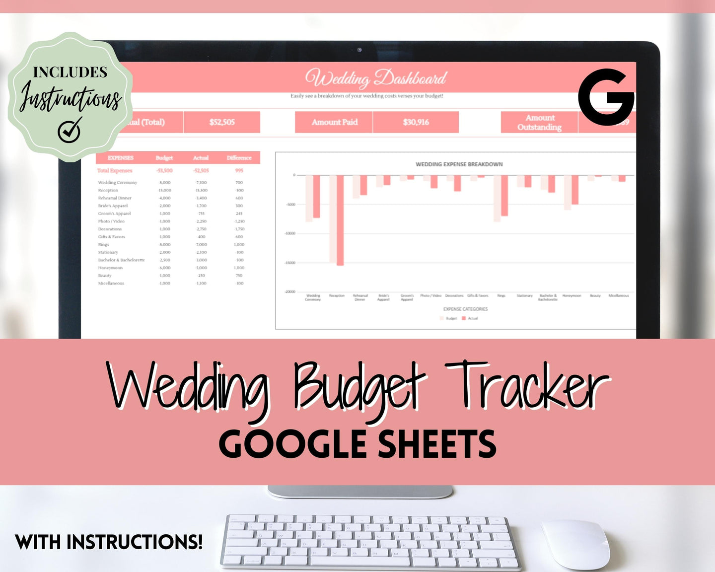 Ultimate Wedding Planner Budget Tracker, Track Wedding Expenses and Costs, Automated, Perfect tracker for Brides and Grooms | Google Sheets