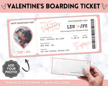 Load image into Gallery viewer, VALENTINE&#39;S Boarding Ticket Template, Valentine&#39;s Day Surprise Boarding Pass, Plane Ticket Vacation, Airline Flight Trip, Holiday Gift | Pink
