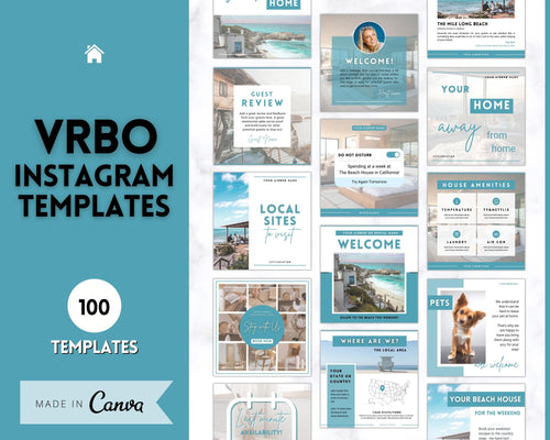 VRBO Template for Instagram! Editable Social Media Posts, Canva, Airbnb, Super host signs, Signage, Air bnb Vacation Rental, Welcome Book | Lovelo Teal