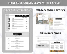 Load image into Gallery viewer, VRBO Welcome Book Template, Editable Canva Welcome Guide, Airbnb House manual, Superhost eBook, Host signs, Signage, Air bnb Vacation Rental | Landscape Mono
