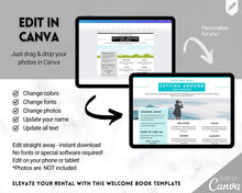 Load image into Gallery viewer, VRBO Welcome Book Template, Editable Canva Welcome Guide, Airbnb House manual, Superhost eBook, Host signs, Signage, Air bnb Vacation Rental | Landscape Mono

