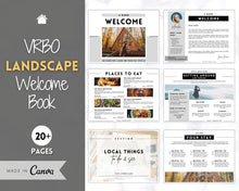 Load image into Gallery viewer, VRBO Welcome Book Template, Editable Canva Welcome Guide, Airbnb House manual, Superhost eBook, Host signs, Signage, Air bnb Vacation Rental | Landscape Mono
