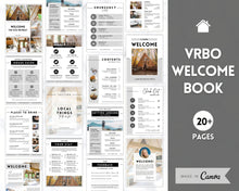 Load image into Gallery viewer, VRBO Welcome Book Template, Editable Canva Welcome Guide, Airbnb House manual, Superhost eBook, Host signs, Signage, Air bnb Vacation Rental | Mono

