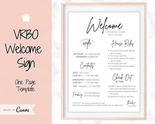 Load image into Gallery viewer, VRBO Welcome Sign Template, Wifi password Sign Printable, Airbnb Welcome Book, Host House Rules, Vacation Rental, Check Out, Air bnb Sign | Brit
