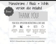 Load image into Gallery viewer, Vinyl Decal Thank You Business Card Instructions, BUNDLE Printable Decal Application Order Card, DIY Sticker Seller Packaging Label | Blue
