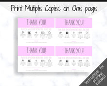 Load image into Gallery viewer, Vinyl Decal Thank You Business Card Instructions, BUNDLE Printable Decal Application Order Card, DIY Sticker Seller Packaging Label | Purple
