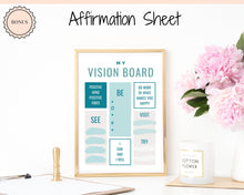 Load image into Gallery viewer, Vision Board Printables, Goal Planner Affirmation, Manifestation Law of Attraction Wall Art Poster, Digital Initiative Tracker, Positive Kit | Aqua
