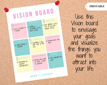 Load image into Gallery viewer, Vision Board Printables, Goal Planner Affirmation, Manifestation Law of Attraction Wall Art Poster, Digital Initiative Tracker, Positive Kit | Mixed Pastel
