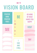Load image into Gallery viewer, Vision Board Printables, Goal Planner Affirmation, Manifestation Law of Attraction Wall Art Poster, Digital Initiative Tracker, Positive Kit | Mixed Pastel
