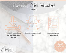 Load image into Gallery viewer, Vision Board Printables, Goal Planner Affirmation, Manifestation Law of Attraction Wall Art Poster, Digital Initiative Tracker, Positive Kit | Mixed Pastel
