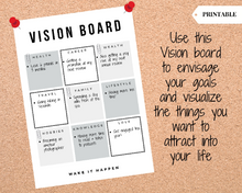 Load image into Gallery viewer, Vision Board Printables, Goal Planner Affirmation, Manifestation Law of Attraction Wall Art Poster, Digital Initiative Tracker, Positive Kit | Mono
