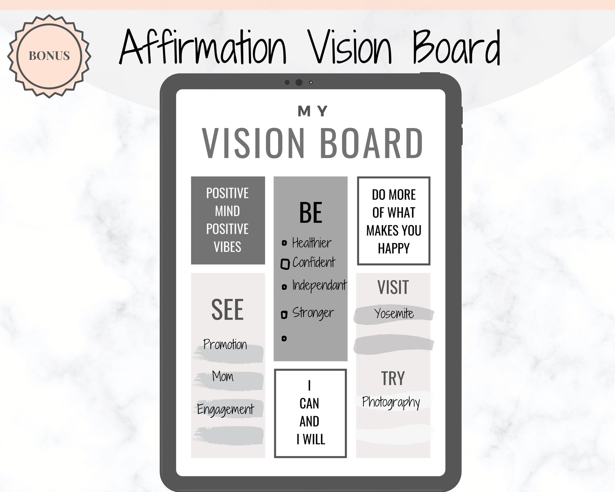 Digital Vision Board Template, 2024 Vision Board, Goal Planner, Goal  Setting, Printable Vision Board, Manifestation Kit, Law of Attraction 