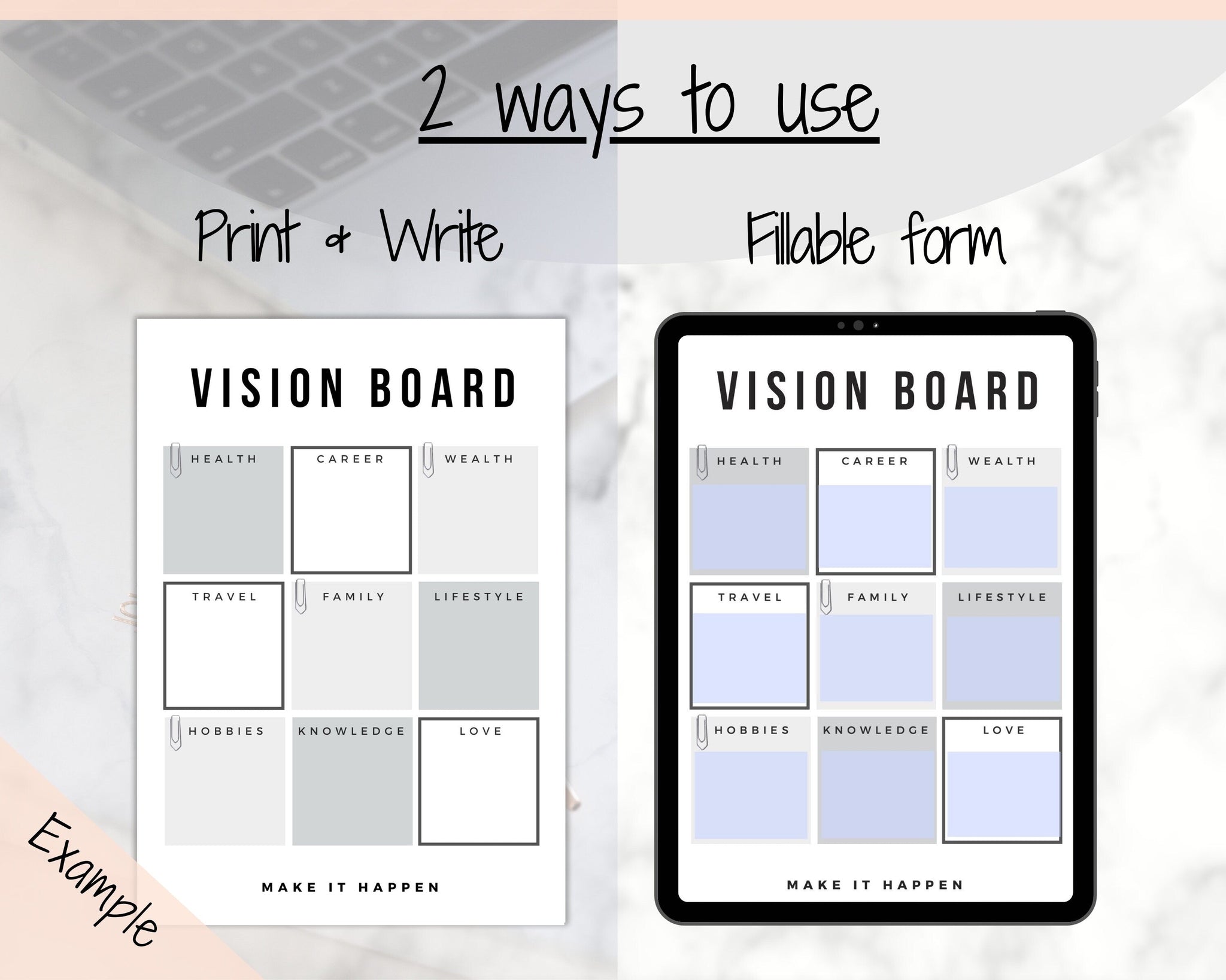 Printable Vision Board Kit, Vision Board Template, Digital Vision Board  Supplies, Law of Attraction 