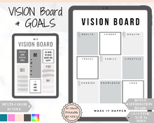 Load image into Gallery viewer, Vision Board Printables, Goal Planner Affirmation, Manifestation Law of Attraction Wall Art Poster, Digital Initiative Tracker, Positive Kit | Mono
