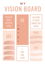 Load image into Gallery viewer, Vision Board Printables, Goal Planner Affirmation, Manifestation Law of Attraction Wall Art Poster, Digital Initiative Tracker, Positive Kit | Nude
