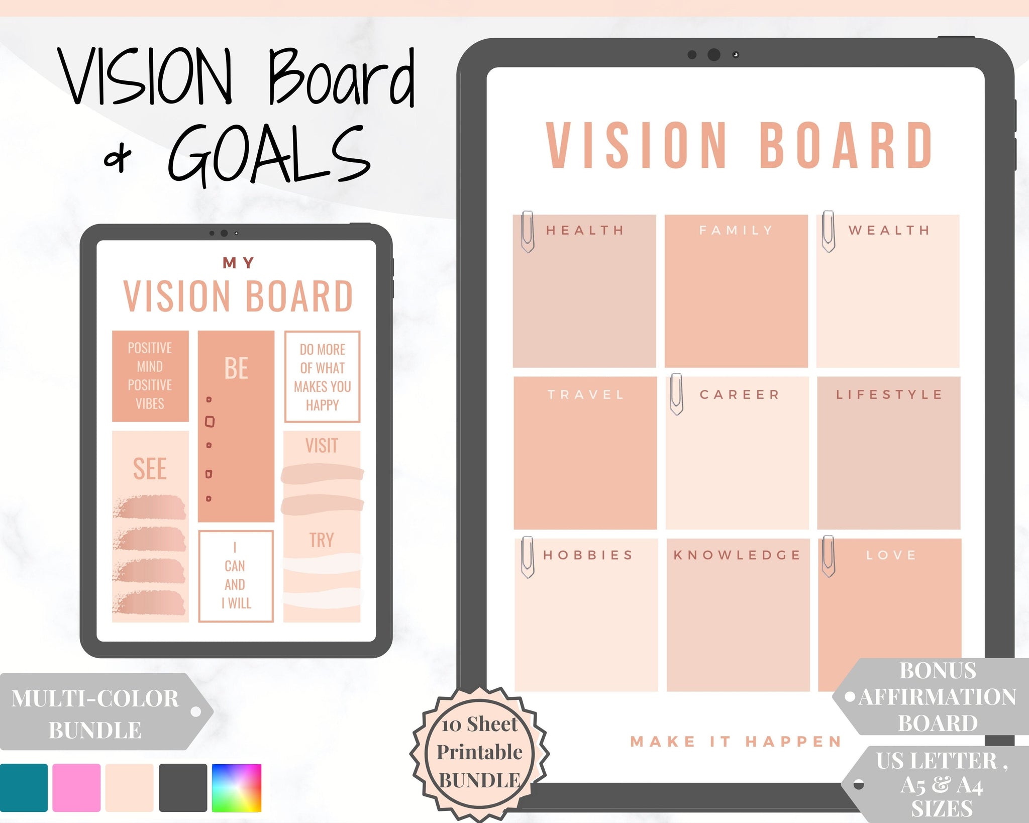 Goals & Vision Board Wall Poster Kit