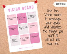 Load image into Gallery viewer, Vision Board Printables, Goal Planner Affirmation, Manifestation Law of Attraction Wall Art Poster, Digital Initiative Tracker, Positive Kit | Pink
