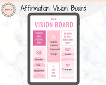 Load image into Gallery viewer, Vision Board Printables, Goal Planner Affirmation, Manifestation Law of Attraction Wall Art Poster, Digital Initiative Tracker, Positive Kit | Pink
