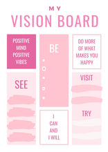 Load image into Gallery viewer, Vision Board Printables, Goal Planner Affirmation, Manifestation Law of Attraction Wall Art Poster, Digital Initiative Tracker, Positive Kit | Pink
