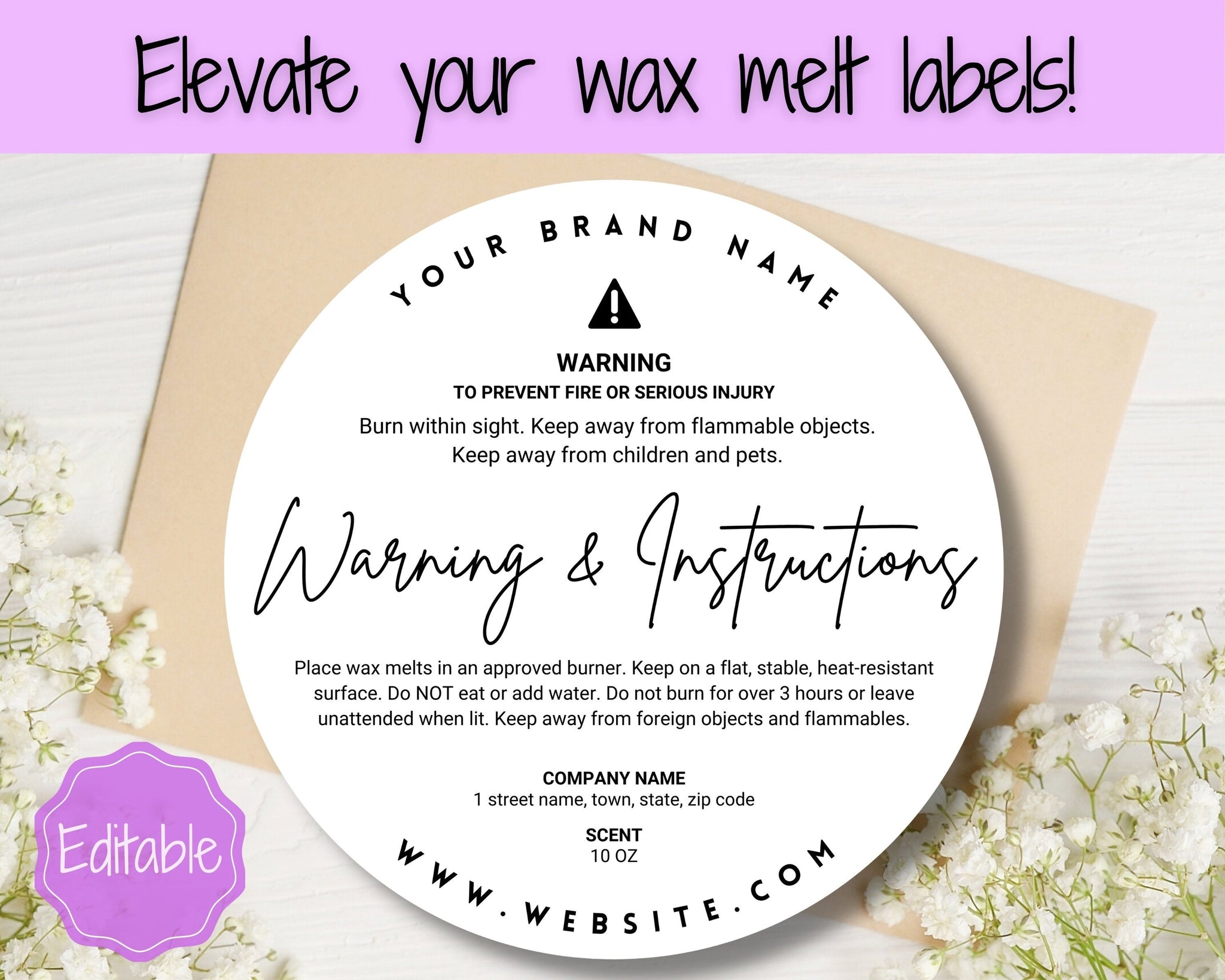 Warning labels for shop wax melts