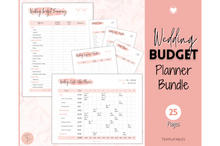 Load image into Gallery viewer, Wedding BUDGET Planner Printable Bundle! Pink Wedding Planner Book, Wedding Checklist Tracker, Bridal Binder Kit, Budget Sheet, Timeline | PINK
