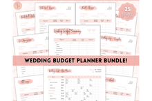 Load image into Gallery viewer, Wedding BUDGET Planner Printable Bundle! Pink Wedding Planner Book, Wedding Checklist Tracker, Bridal Binder Kit, Budget Sheet, Timeline | PINK
