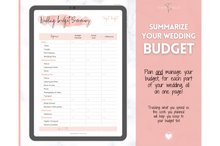 Load image into Gallery viewer, Wedding BUDGET Planner Printable Bundle! Pink Wedding Planner Book, Wedding Checklist Tracker, Bridal Binder Kit, Budget Sheet, Timeline | PINK
