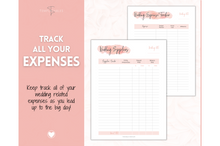 Load image into Gallery viewer, Wedding BUDGET Planner Printable Bundle! Pink Wedding Planner Book, Wedding Checklist Tracker, Bridal Binder Kit, Budget Sheet, Timeline | PINK
