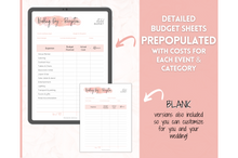 Load image into Gallery viewer, Wedding BUDGET Planner Printable Bundle! Pink Wedding Planner Book, Wedding Checklist Tracker, Bridal Binder Kit, Budget Sheet, Timeline | PINK
