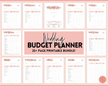 Load image into Gallery viewer, Wedding BUDGET Planner Printable Bundle! Pink Wedding Planner Book, Wedding Checklist Tracker, Bridal Binder Kit, Budget Sheet, Timeline | PINK
