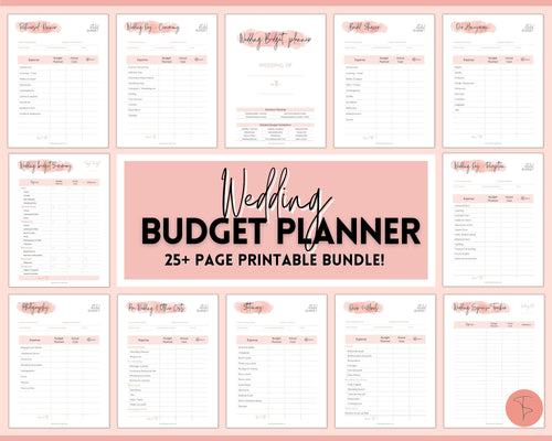 Wedding BUDGET Planner Printable Bundle! Pink Wedding Planner Book, Wedding Checklist Tracker, Bridal Binder Kit, Budget Sheet, Timeline | PINK