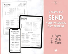 Load image into Gallery viewer, Wedding Day Timeline Template, EDITABLE order of events, Wedding Timeline, Wedding Schedule, Wedding Day Timeline, wedding itinerary program | Mono Lux
