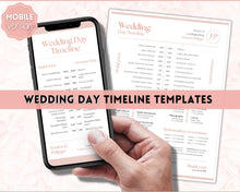 Load image into Gallery viewer, Wedding Day Timeline Template, EDITABLE order of events, Wedding Timeline, Wedding Schedule, Wedding Day Timeline, wedding itinerary program | Pink Lux
