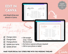 Load image into Gallery viewer, Wedding Day Timeline Template, EDITABLE order of events, Wedding Timeline, Wedding Schedule, Wedding Day Timeline, wedding itinerary program | Pink Lux
