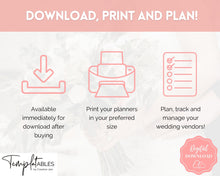Load image into Gallery viewer, Wedding Vendor Comparison Template, Vendor List, Venue Comparison, Vendor Checklist, Wedding Planner, Printable Supplier Tracker | Pink
